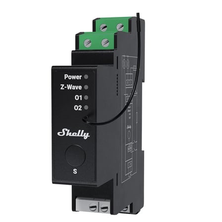 Shelly Wave Pro 2PM LR 2 Kanallı Enerji Ölçümlü DIN Ray Z-Wave Röle