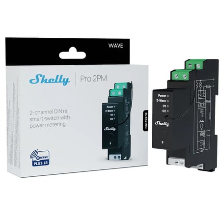 Shelly Wave Pro 2PM LR 2 Kanallı Enerji Ölçümlü DIN Ray Z-Wave Röle