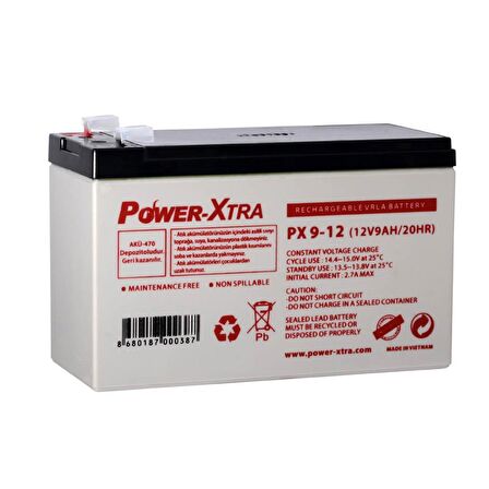 Power-Xtra 12V 9 Ah Bakımsız Kuru Akü