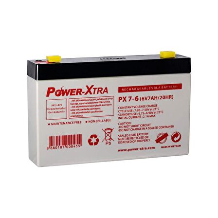 Power-Xtra 6V 7Ah Bakımsız Akü