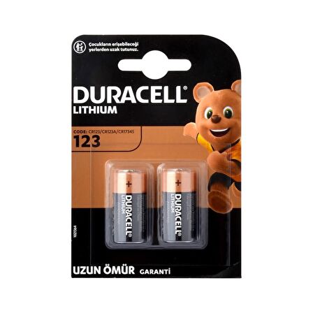 Duracell CR123A Dijital Fotoğraf Makinesi Pili - Dedektör Pili 2'Li