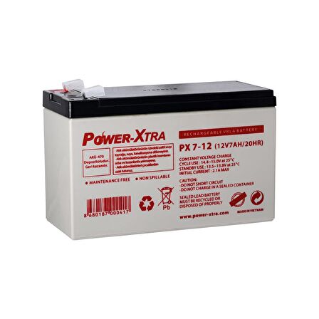 Power-Xtra 12V 7 Ah F2 Pin Bakımsız Kuru Akü