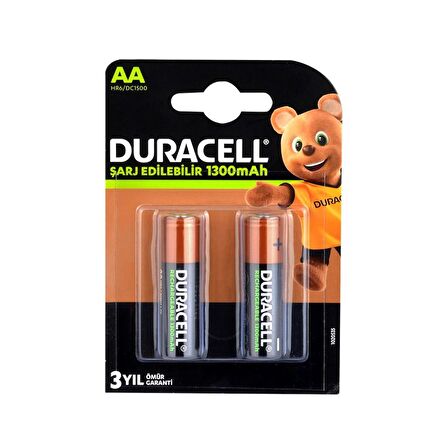 Duracell 1.2V 1300 mAh AA Şarjlı Kalem Pil 2li