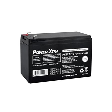 Power-Xtra EcoLead Series - PXEC7-12 - 12V 7 Ah Kuru Akü