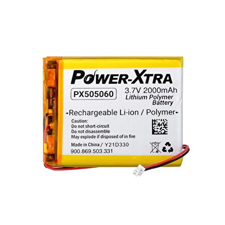 Power-Xtra PX505060 - 3.7V 2000 mAh Li-Polymer Pil - Devreli-Soketli