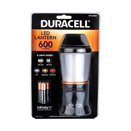 Duracell 600 Lümen Ledli 360° ve 180° Aydınlatmalı El Feneri + 3 AA Piller Dahil