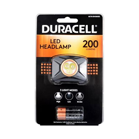 Duracell 200 Lümen Ledli Kafa Feneri + 3 AAA Piller Dahil