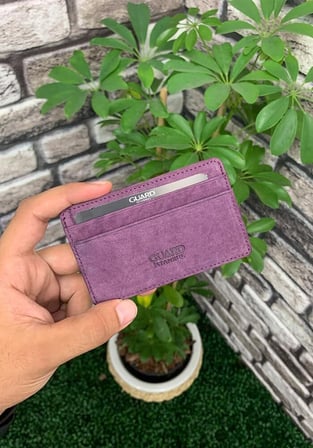 Guard Ultra İ̇Nce Unisex Mor Nubuk Minimal Deri Kartlık
