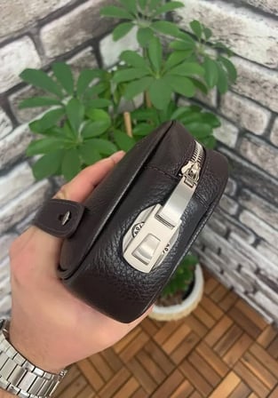 Guard Kahverengi Hakiki Deri Şifreli El Çantası