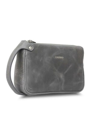 Guard Antik Gri Unisex Çift Fermuarlı El Çantası