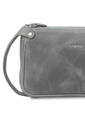 Guard Antik Gri Unisex Çift Fermuarlı El Çantası