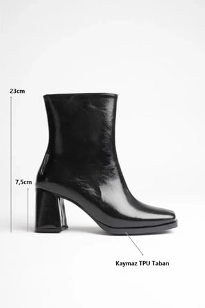 Kadın Siyah 7,5 cm Kalın Topuklu Kışlık Bot TR05MK02A