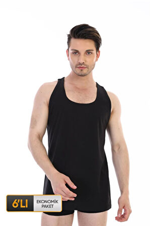 Erkek Süprem Siyah Atlet 0770 6'lı Ekonomik Paket