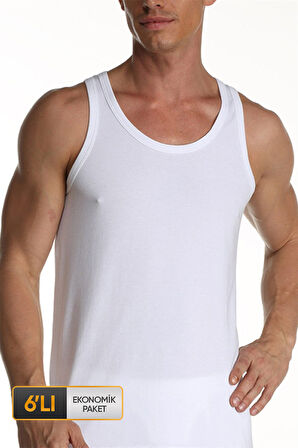 Erkek Elastanlı Beyaz Atlet 0917 6'lı Ekonomik Paket