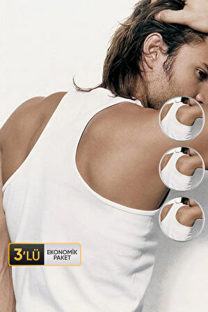 Erkek Ribana Spor Beyaz Atlet 915 3'lü Ekonomik Paket