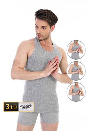 Erkek Ribana Spor Gri Atlet 915 3'lü Ekonomik Paket