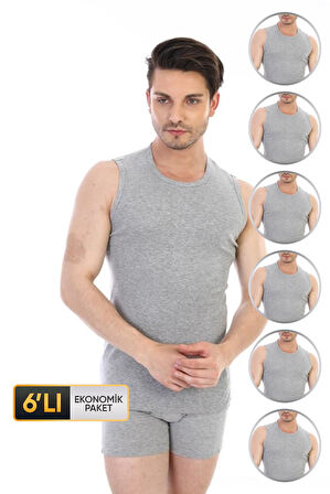 Erkek Ribana Kolsuz Spor Gri Atlet 920 6'lı Ekonomik Paket