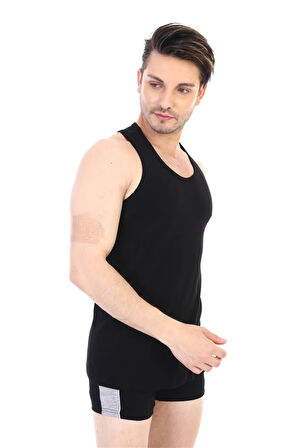 Erkek Elastanlı Spor Siyah Atlet 916