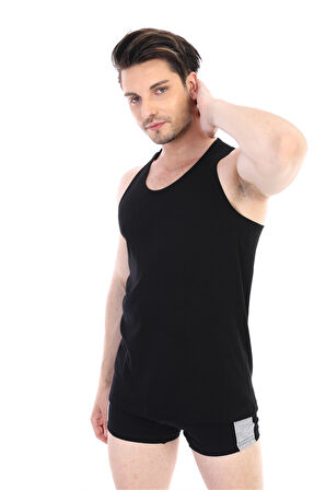 Erkek Elastanlı Spor Siyah Atlet 916