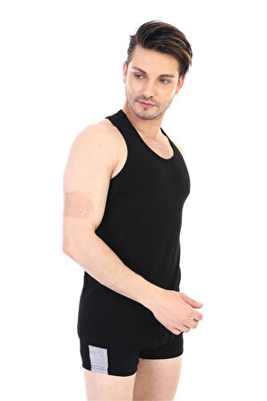 Erkek Elastanlı Spor Siyah Atlet 916