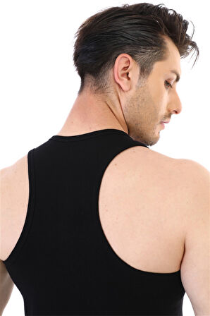 Erkek Elastanlı Spor Siyah Atlet 916