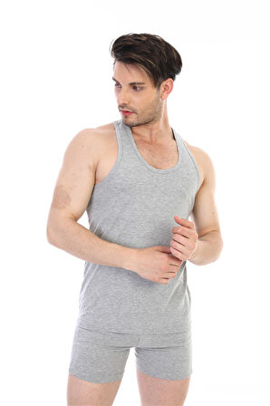 Erkek Elastanlı Spor Gri Atlet 916