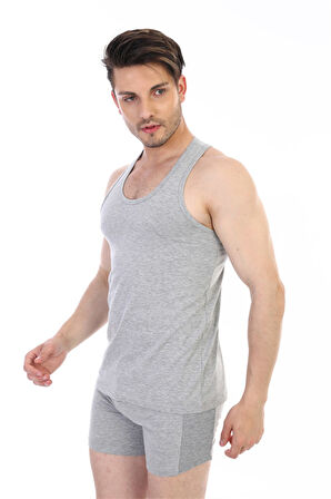 Erkek Elastanlı Spor Gri Atlet 916