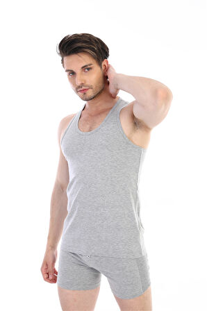 Erkek Elastanlı Spor Gri Atlet 916