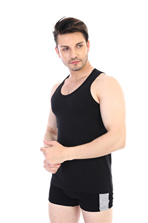 Erkek Elastanlı Siyah Atlet 917