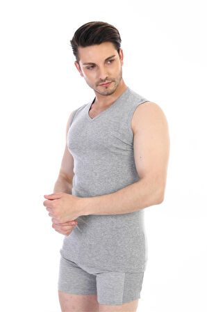 Erkek Ribana V Yaka Kolsuz Gri Atlet 921