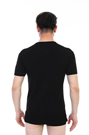 Erkek Ribana Bisiklet Yaka Siyah Fanila 841