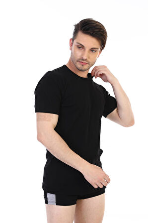 Erkek Ribana Bisiklet Yaka Siyah Fanila 841