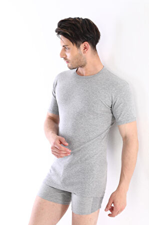 Erkek Ribana Bisiklet Yaka Gri Fanila 841