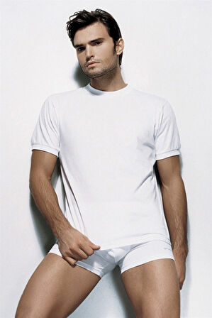 Erkek Amerikan Yaka Beyaz T-shirt 940