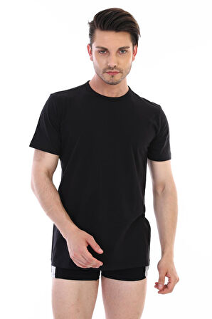 Erkek Süprem Bisiklet Yaka Siyah T-shirt 947