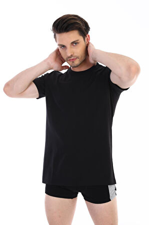 Erkek Süprem Bisiklet Yaka Siyah T-shirt 947