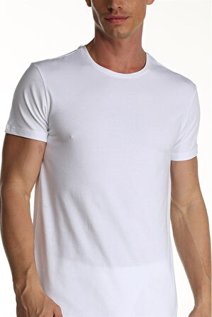 Erkek Elastanlı Beyaz T-shirt 954
