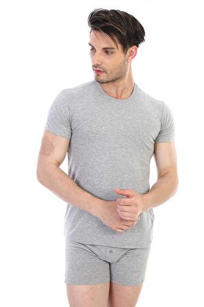Erkek Elastanlı Gri Melanj T-shirt 954