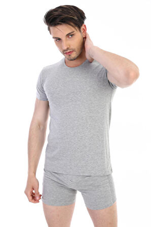 Erkek Elastanlı Gri Melanj T-shirt 954