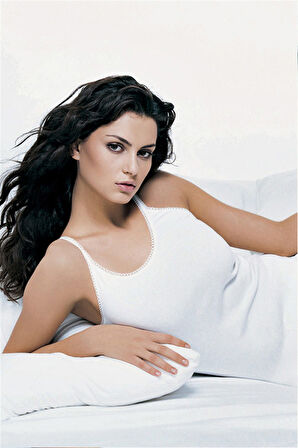 Kadın Ribana İp Askılı Beyaz Atlet 215