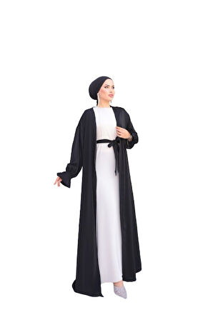 NİSSRA  GARNİLİ KUŞAKLI İKİLİ ABAYA TAKIM NSR504101