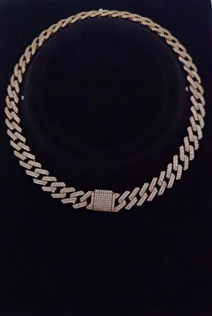 Gold Monaco Chain Zirkon Taşlı Lux Kolye