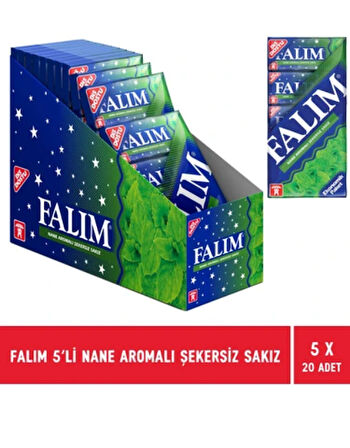 Falım Nane Aromalı Şekersiz Sakız ( 7 * GR 5 ) * 20 Adet