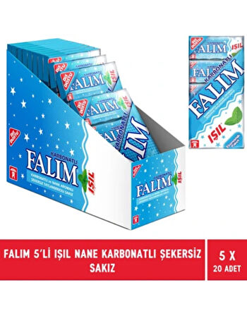 Falım Karbonatlı Ve Nane Aromalı Şekersiz Tatlandırıcılı Sakız (8 GR * 5) 20 Adet