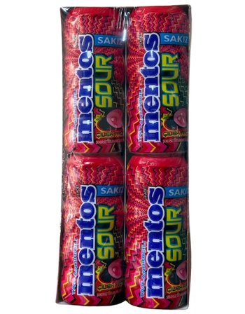Mentos Sour Çilek Aromalı Şekersiz Tatlandırıcılı Ekşi Draje Sakız 30 GR X 12 Adet