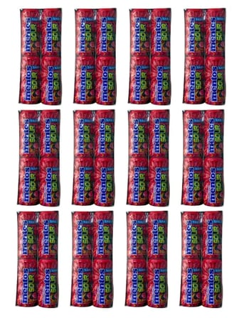 Mentos Sour Çilek Aromalı Şekersiz Tatlandırıcılı Ekşi Draje Sakız 30 GR X 12 Adet X 12 Adet