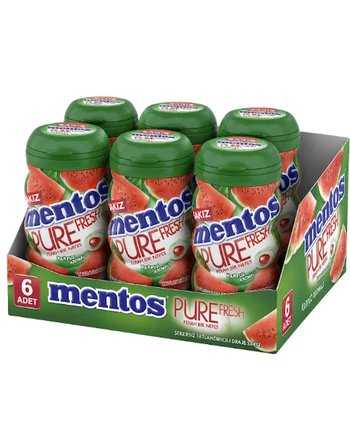 Mentos Pure Fresh Karpuz Aromalı Şekersiz Tatlandırıcılı Draje Sakız 90 GR X 6 Adet