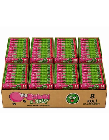 Big Babol Karpuz Aromalı Toz Dolgulu Balonlu Sakız 20 GR X 28 Adet X 8 Adet