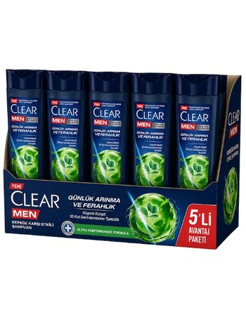 Clear Men Kepeğe Karşı Etkili Şampuan Günlük Arınma Ve Ferahlık 350 ML X 5 Adet