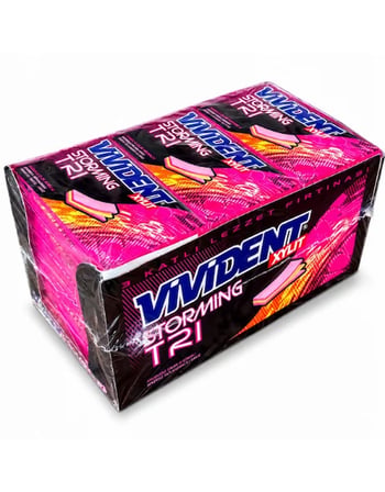 Vivident Xylit Storming TRI Ahududu Ve Limonata Aromalı Şekersiz Tatlandırıclı Şerit Sakız 33 GR X 18 Adet
